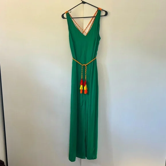 green emerald velvet dress Strut & Bolt Tiered Poplin Maxi Dress